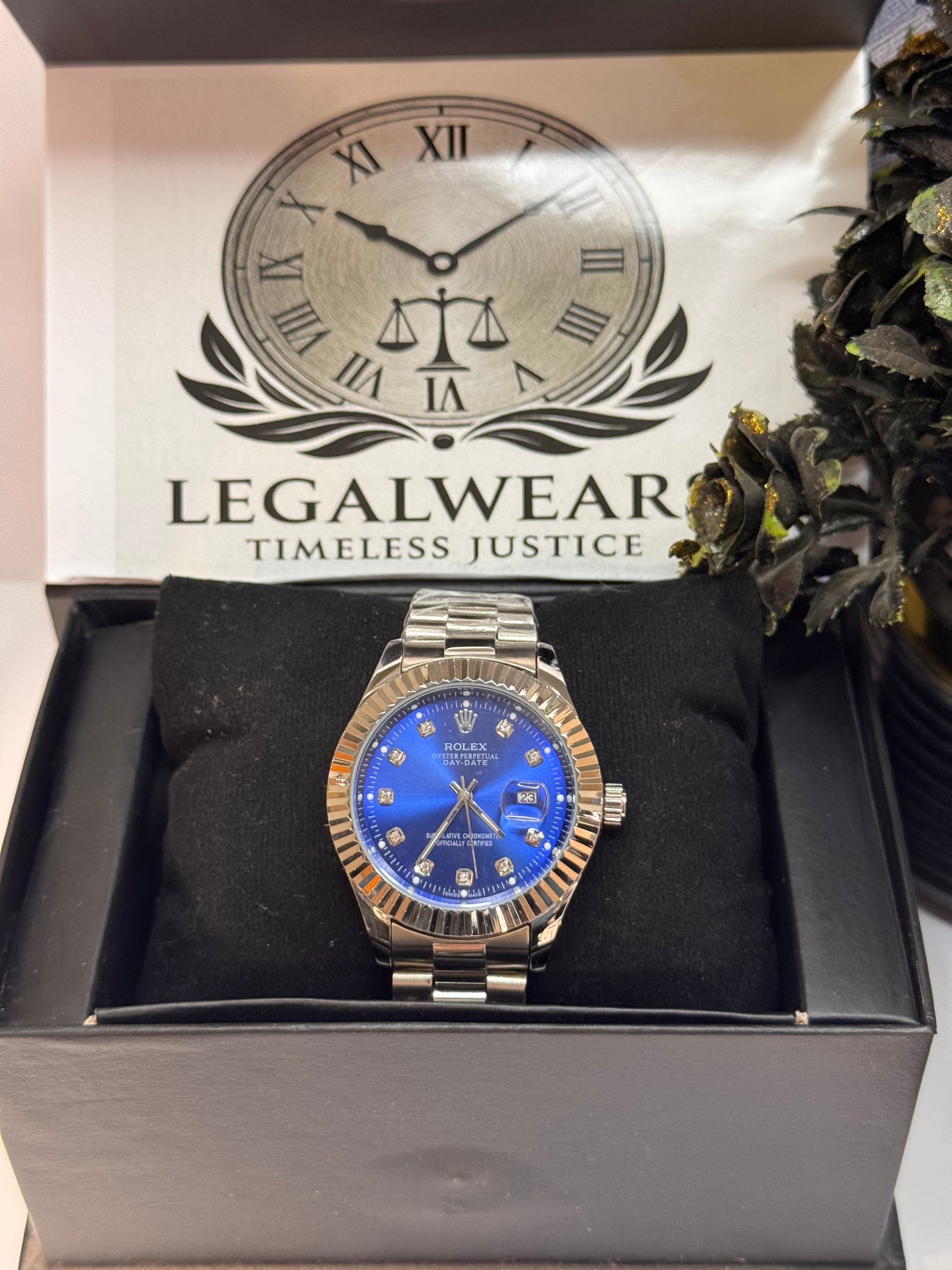Rolly Master Men’s Blue Dial Quartz Watch with Stainless Steel Strap – Waterproof | LegalWears