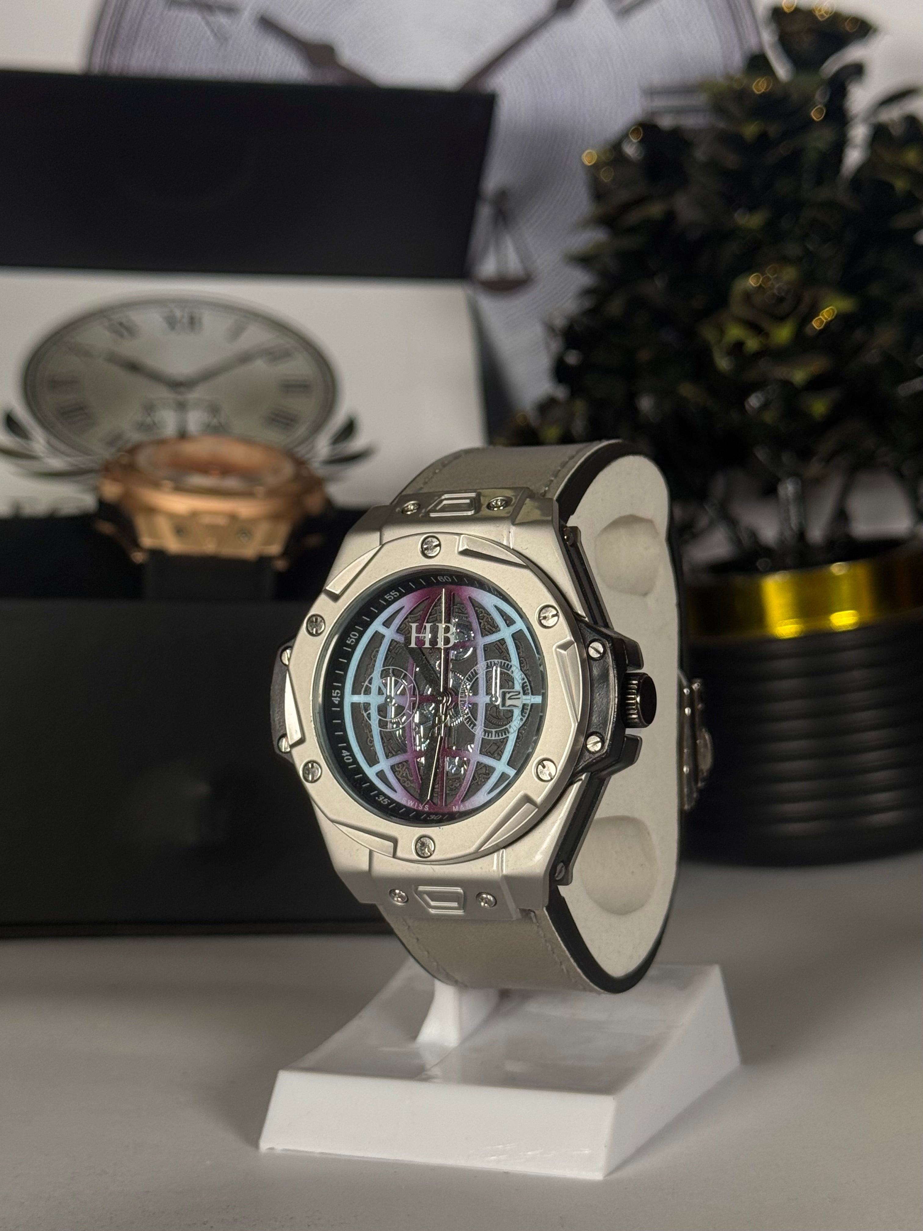 Hublot Master Lock Leather Strap Watch | Luxury Skeleton Dial Watch for Men