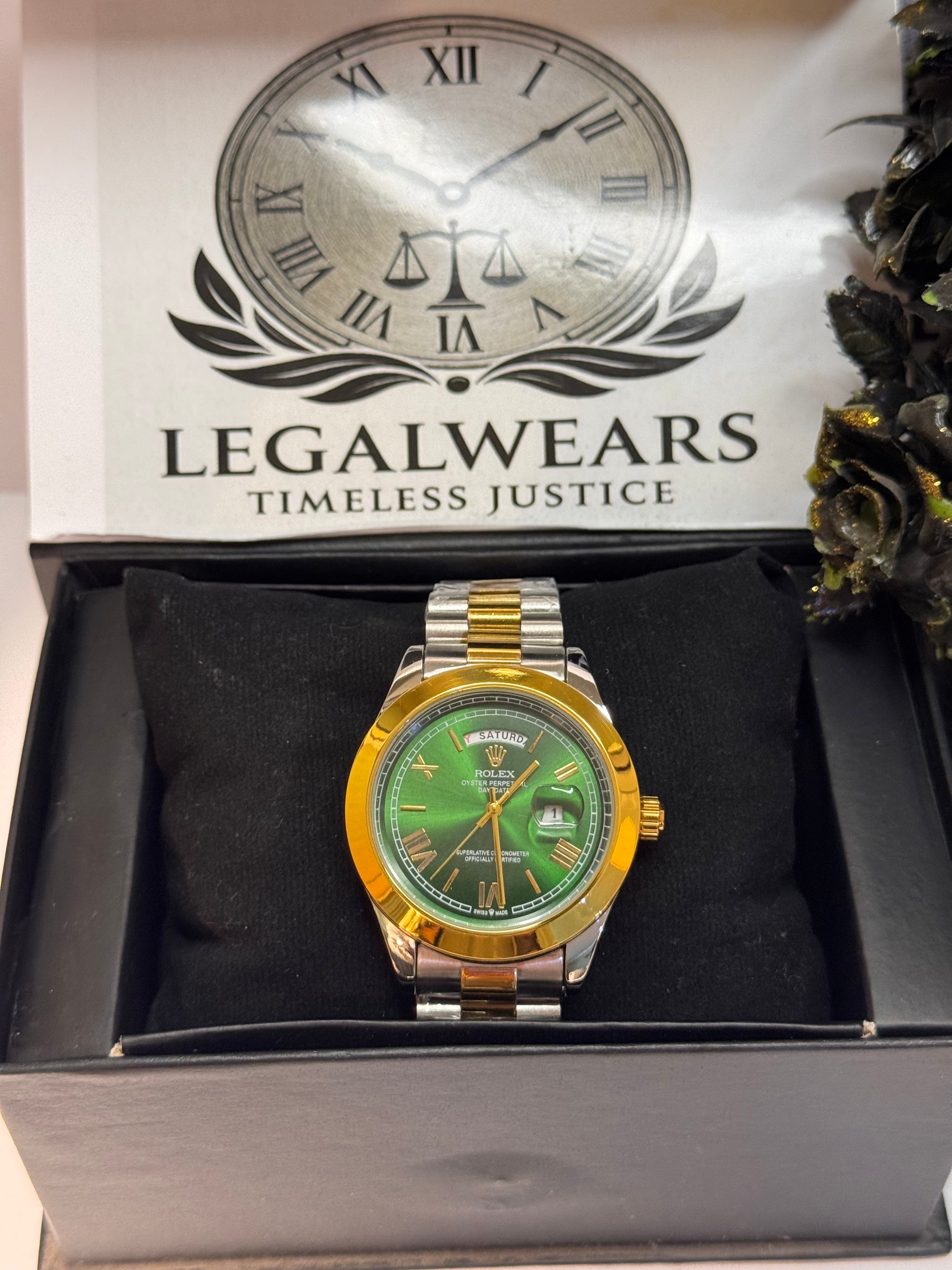 Rolly Master Men’s Green Dial Quartz Watch with Stainless Steel Strap – Waterproof | LegalWears