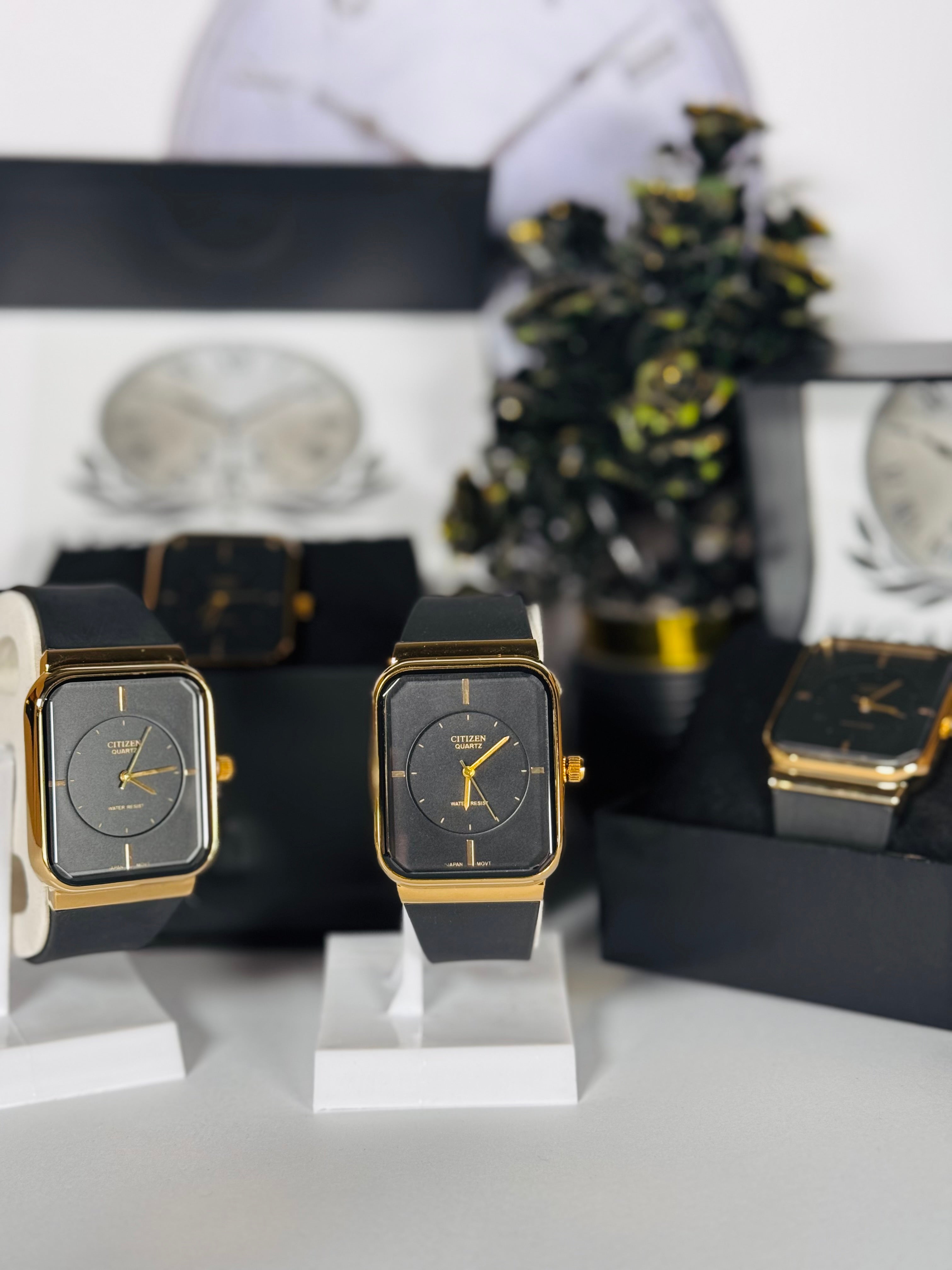 Citi Master Gold Watch for Men | Luxury Black Dial Wrist Watch with Silicon Strap | LegalWears