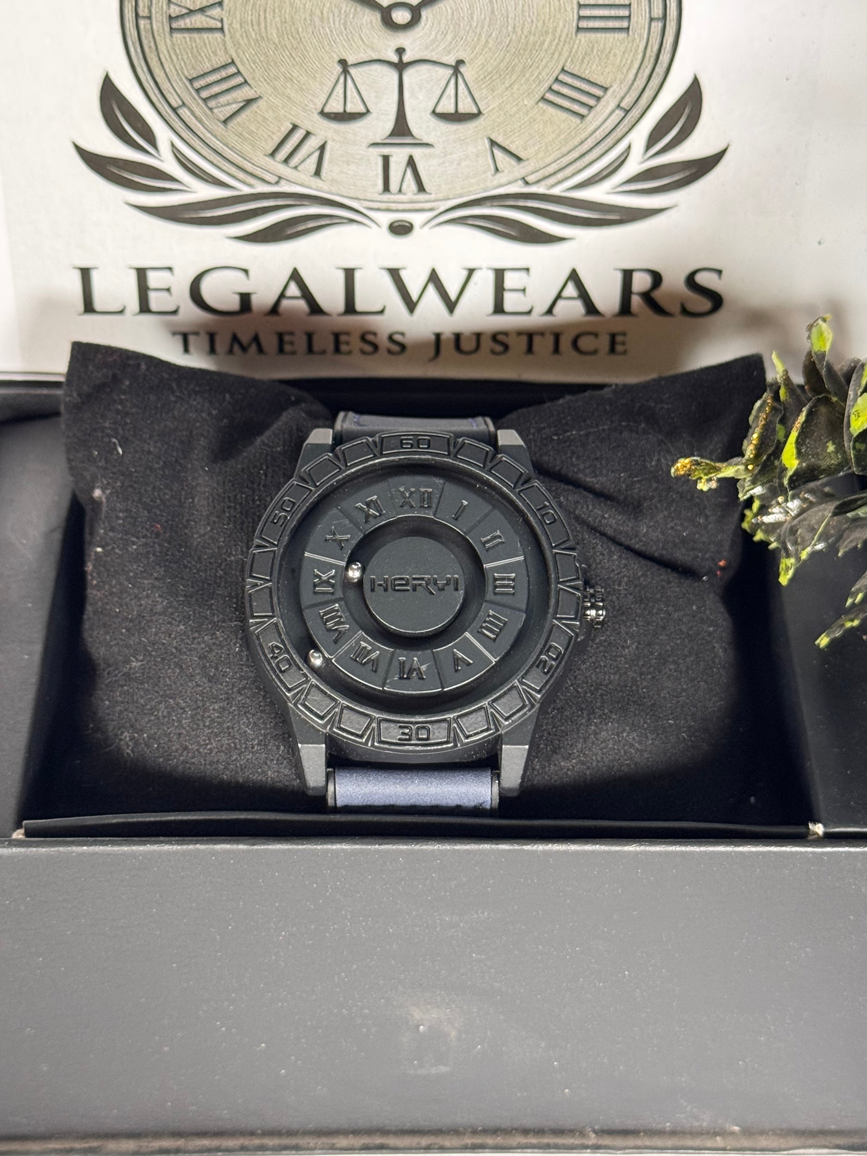 HERYI Blue Silicon Leather Strap Men’s Watch with Rotating Dial | Modern Analog Watch | Legalwears