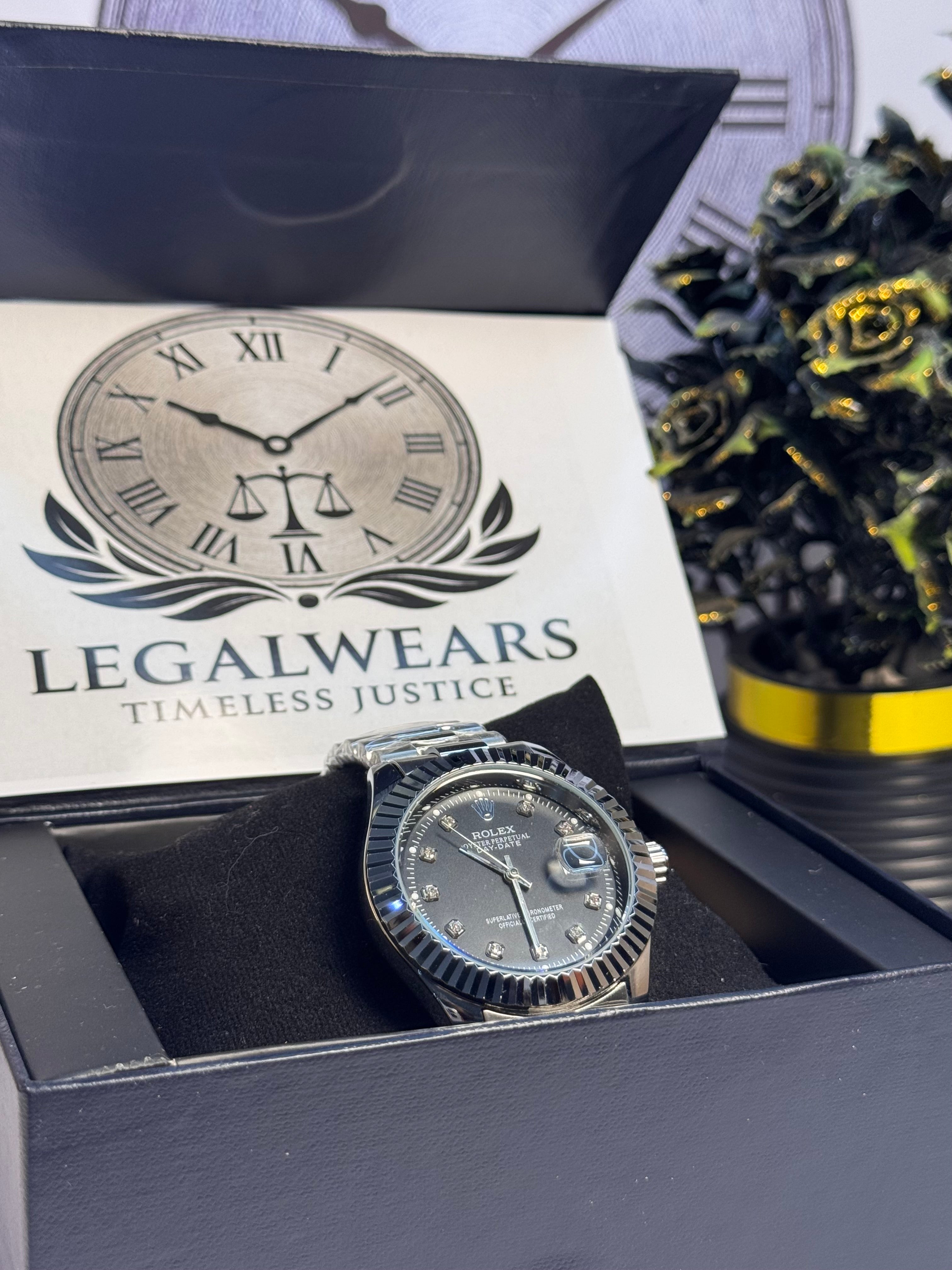 Rolly Master Men’s Black Dial Quartz Watch with Stainless Steel Strap – Waterproof | LegalWears