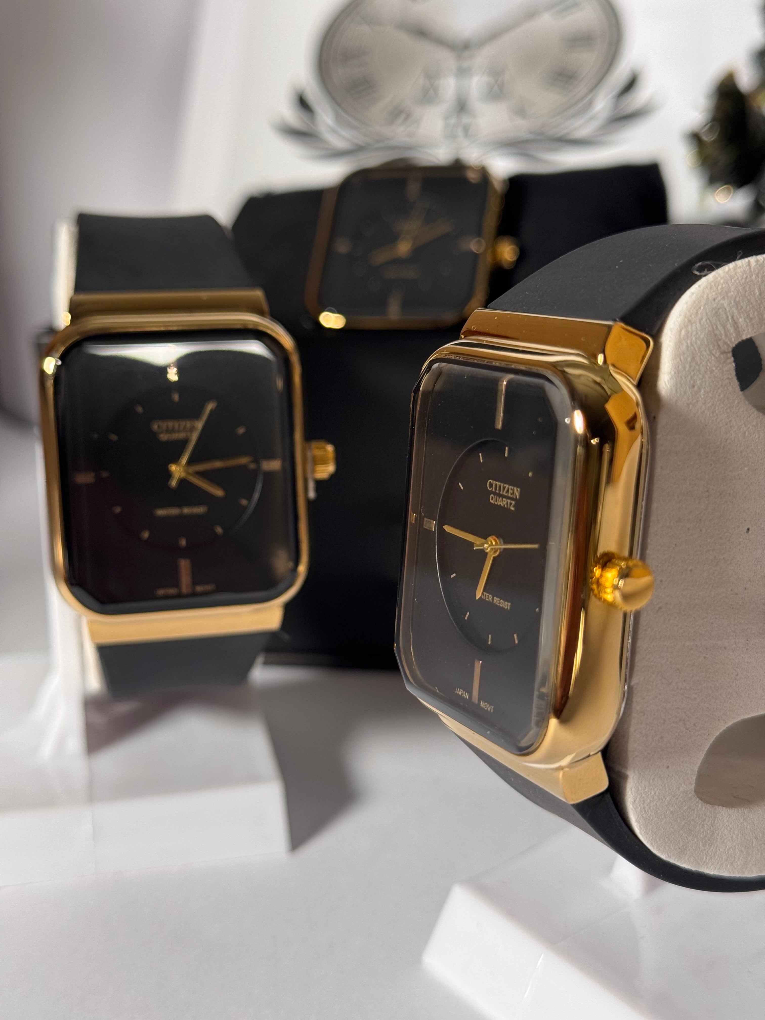 Citi Master Gold Watch for Men | Luxury Black Dial Wrist Watch with Silicon Strap | LegalWears