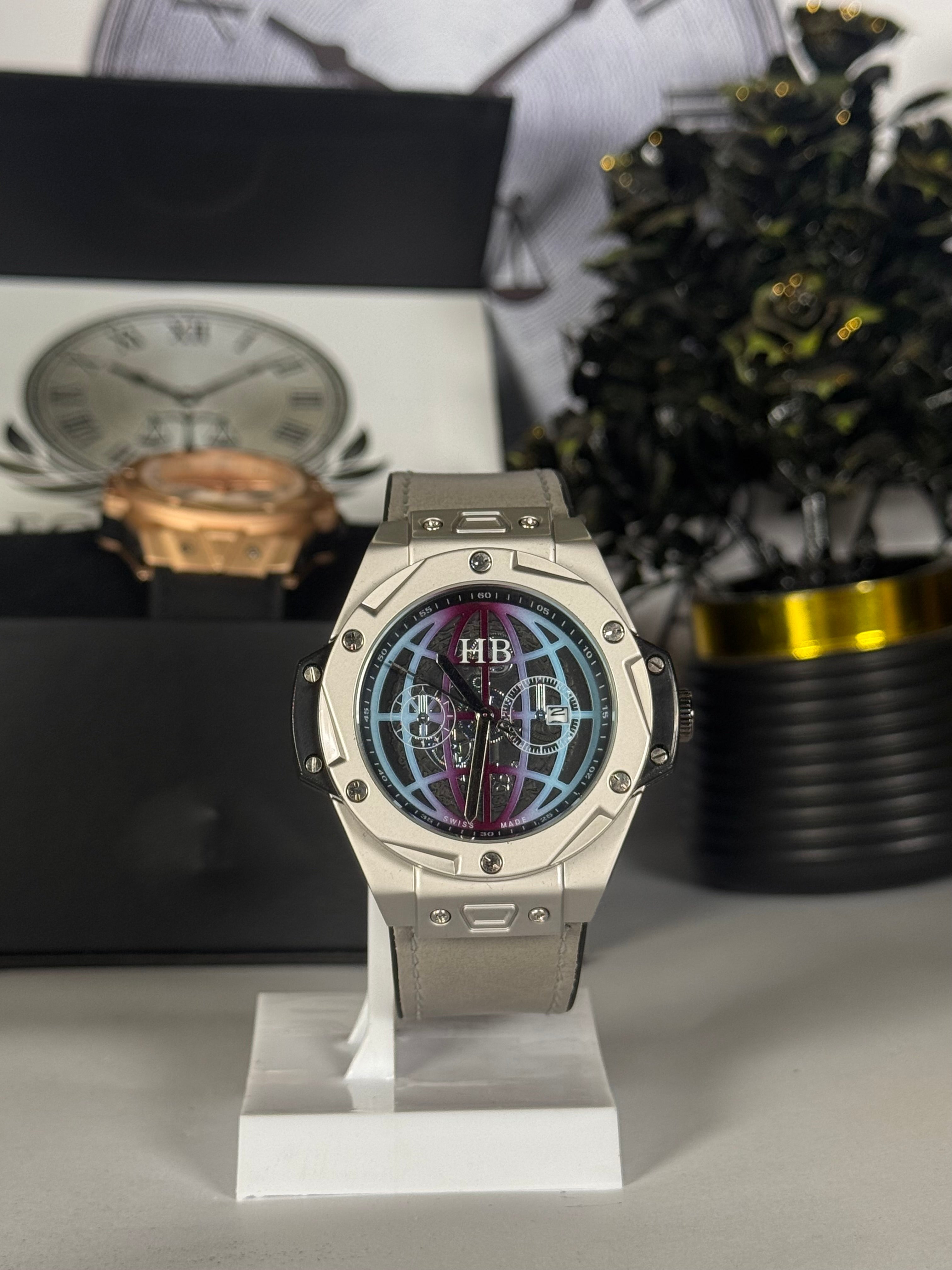 Hublot Master Lock Leather Strap Watch | Luxury Skeleton Dial Watch for Men