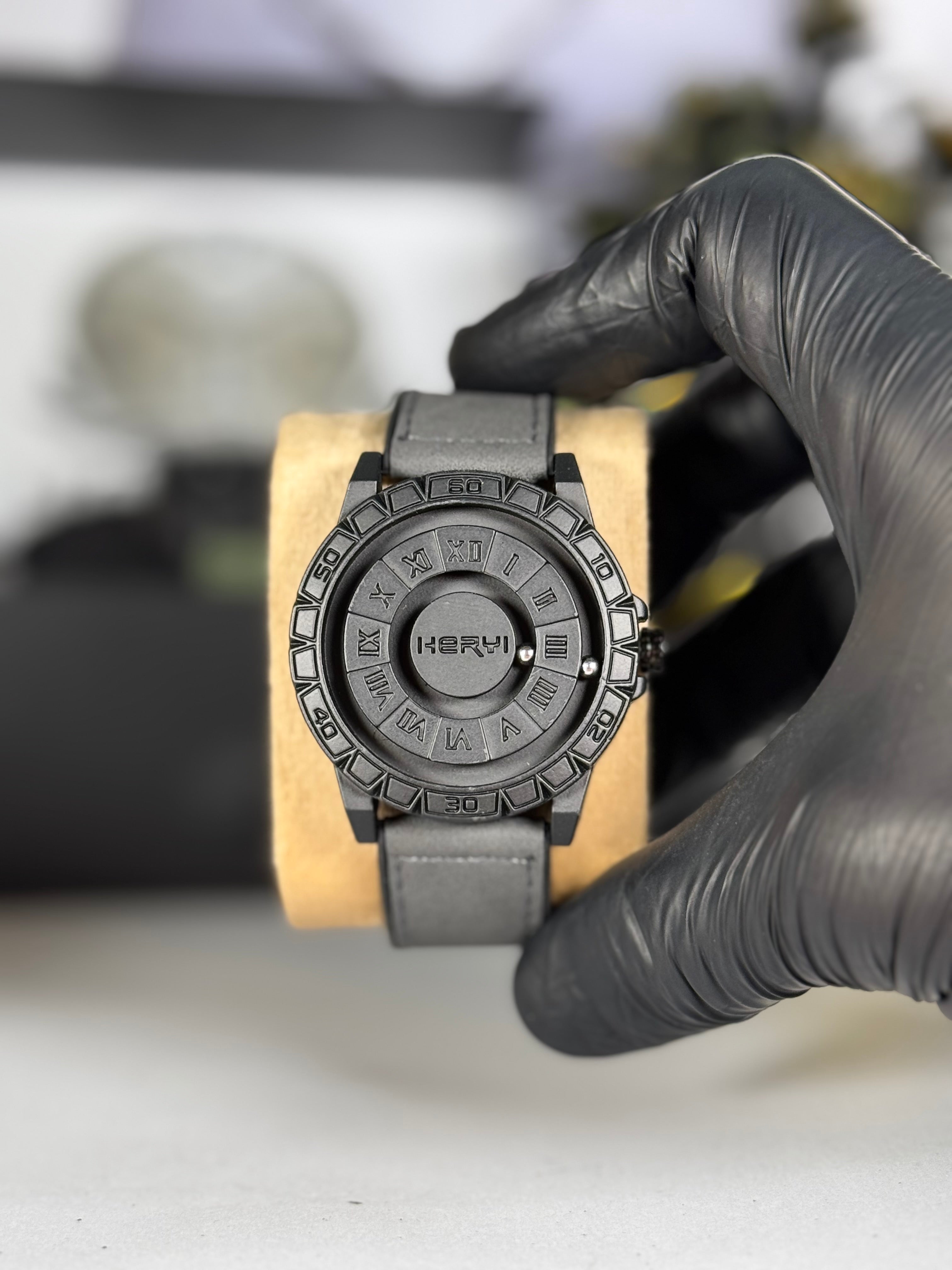 HERYI Grey Silicon Leather Strap Men’s Watch with Unique Circular Dial | Everyday Watch | Legalwears