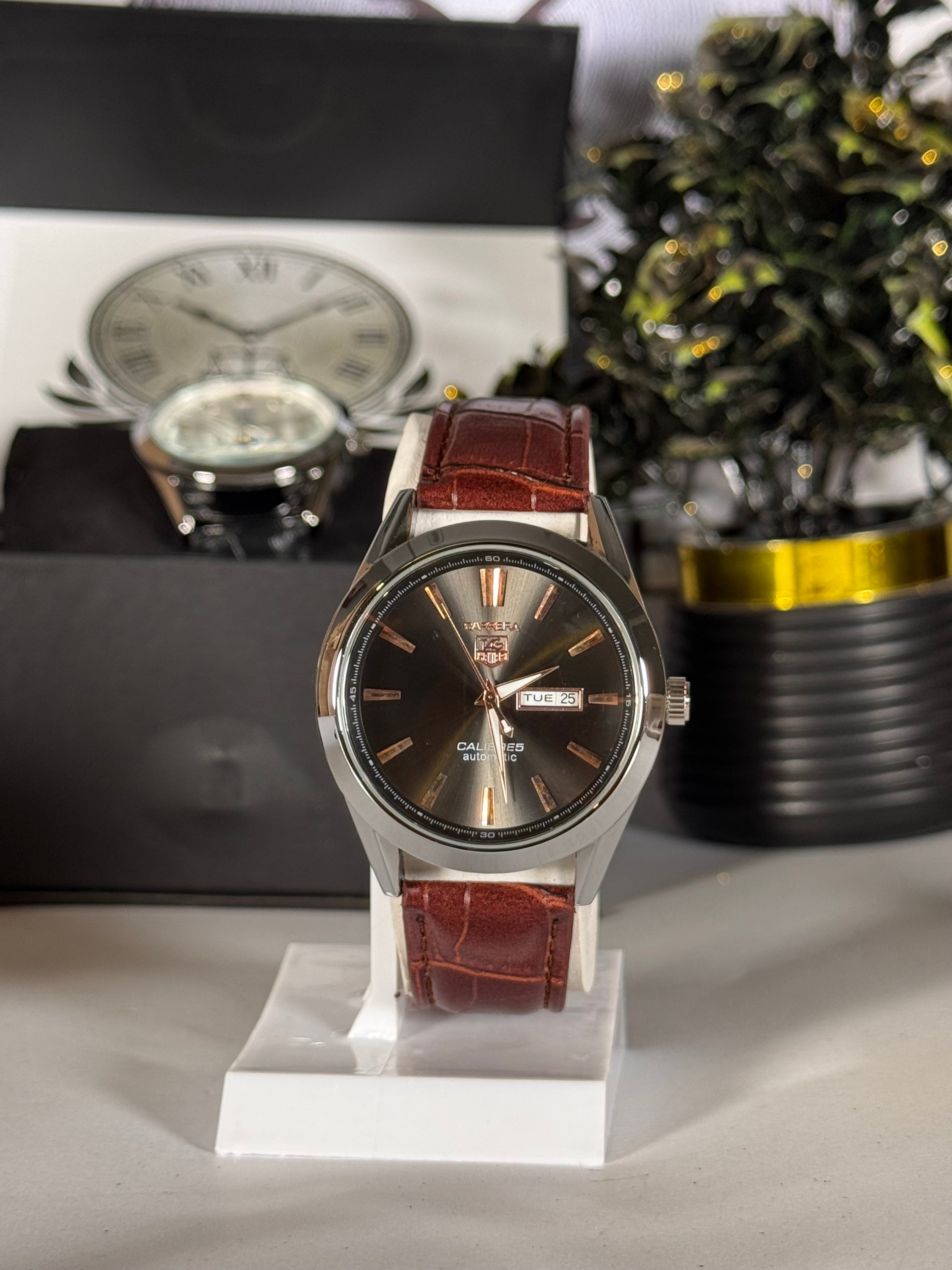 Legalwears Rera Master Day-Date Watch – Brown Leather Strap Classic Men’s Watch