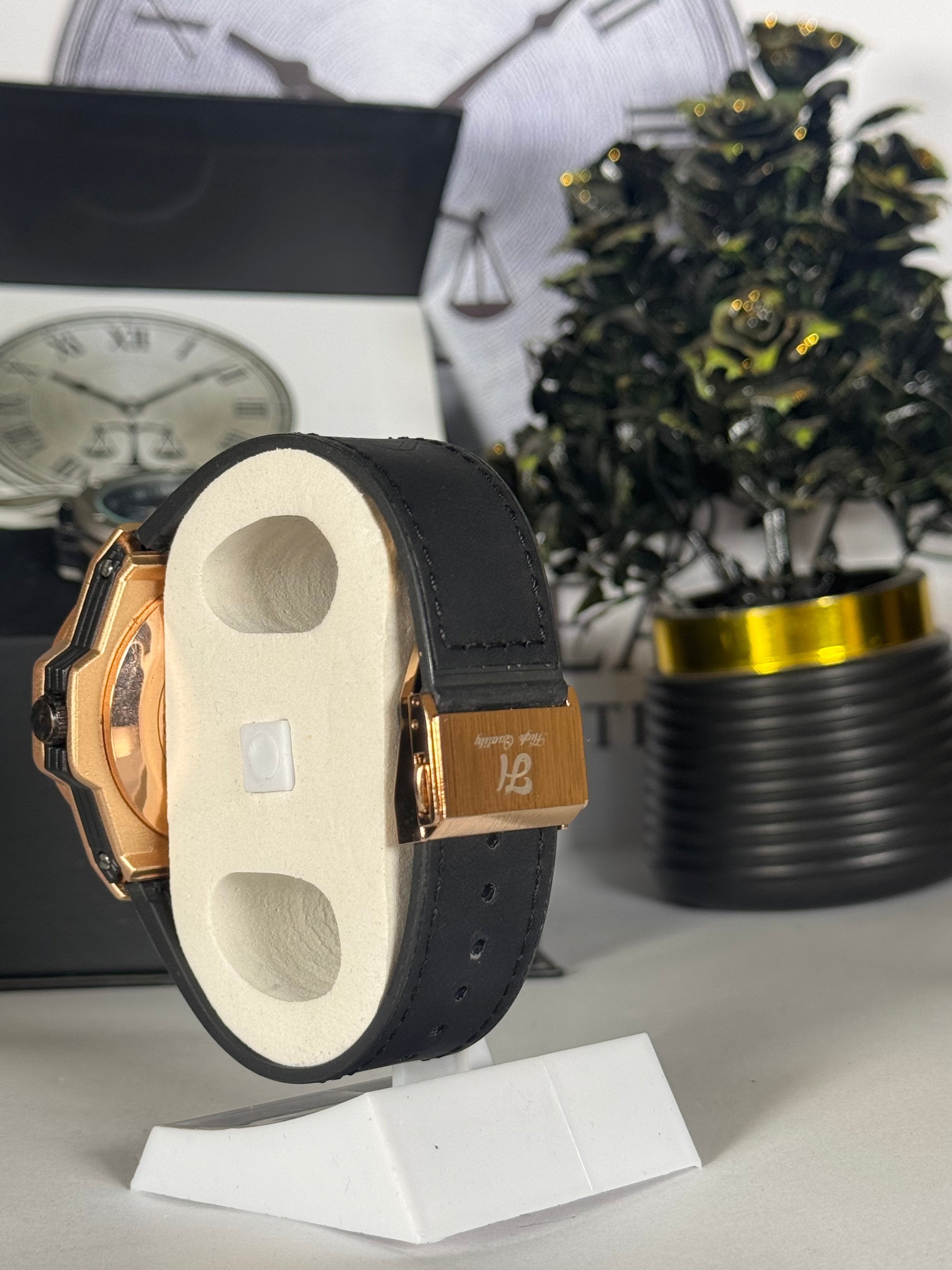 Luxury Hublot With Master Lock Watch - High-Quality Leather Black Strap