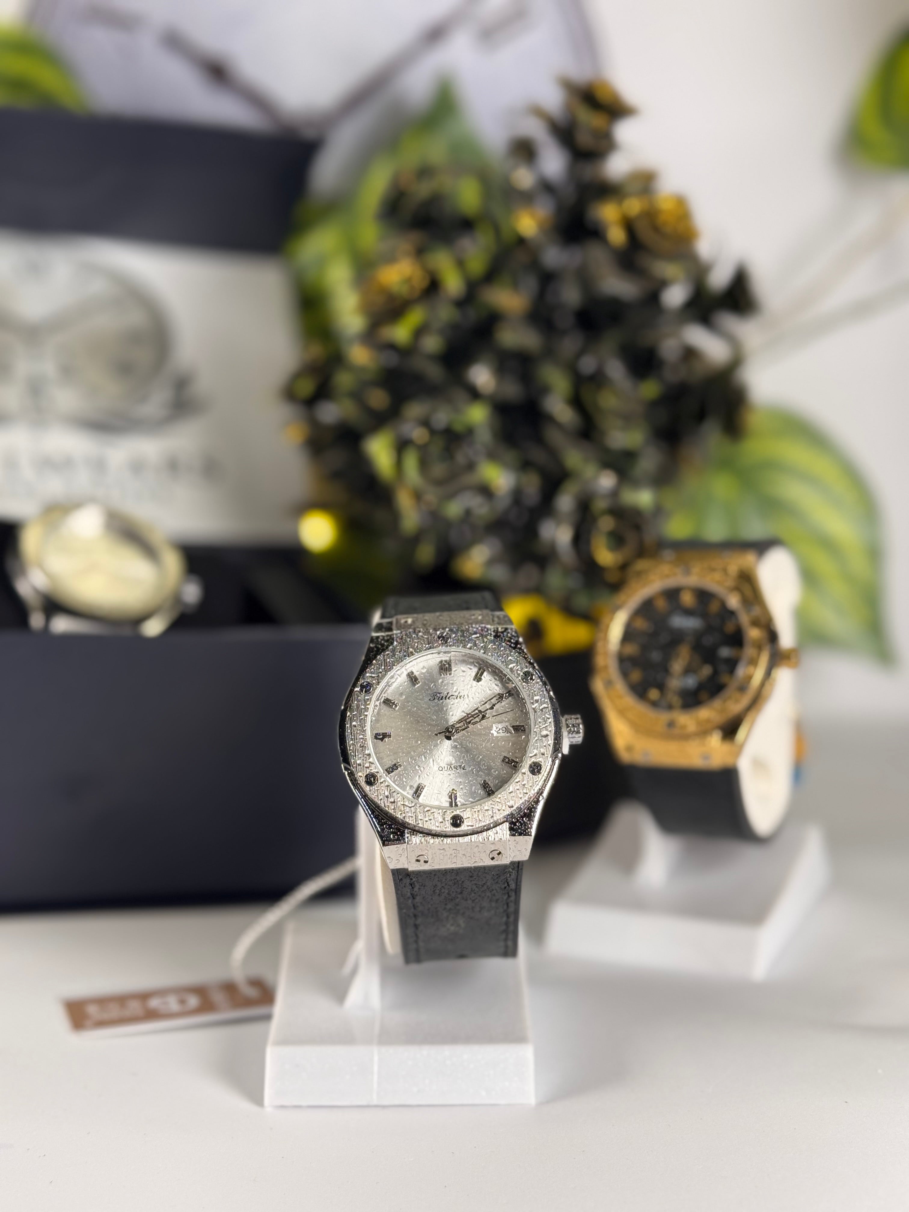 Fleda Stainless Steel Watch | Waterproof Black Dial Watch with Silver & Gold Case | LegalWears