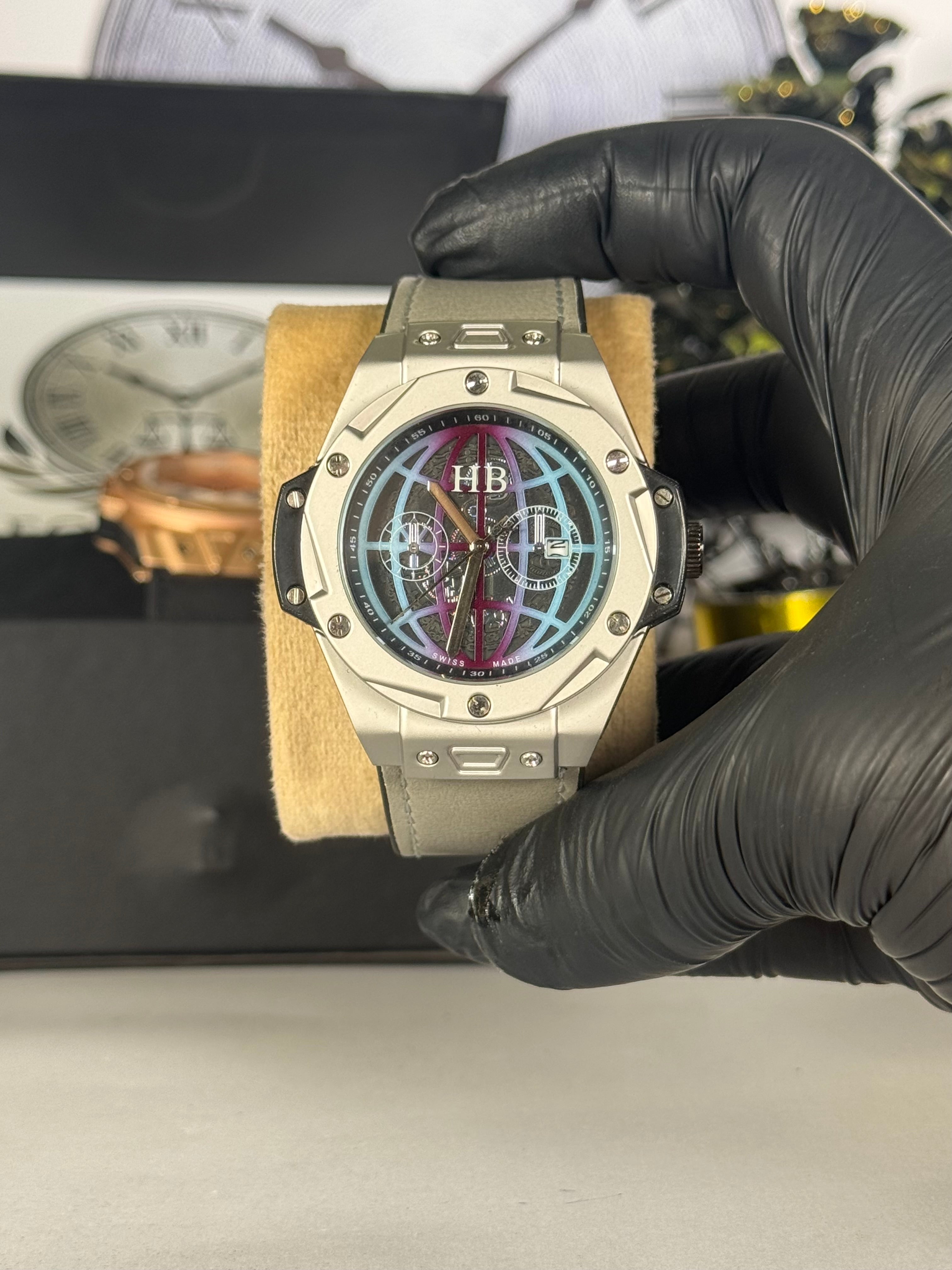 Hublot Master Lock Leather Strap Watch | Luxury Skeleton Dial Watch for Men