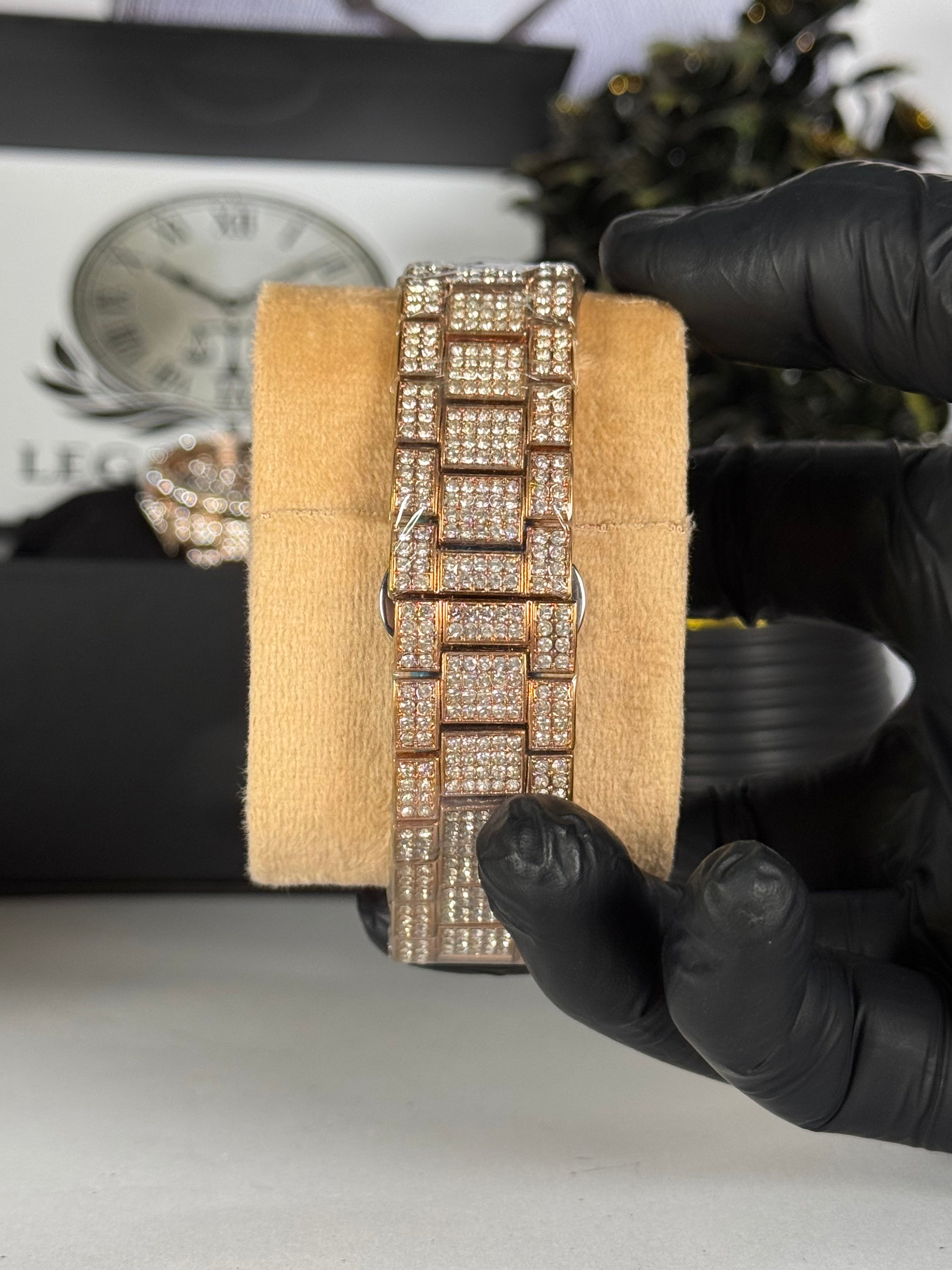 Cartier Gold Diamond-Studded Watch | Quartz Movement Golden Dial Watch | LegalWears