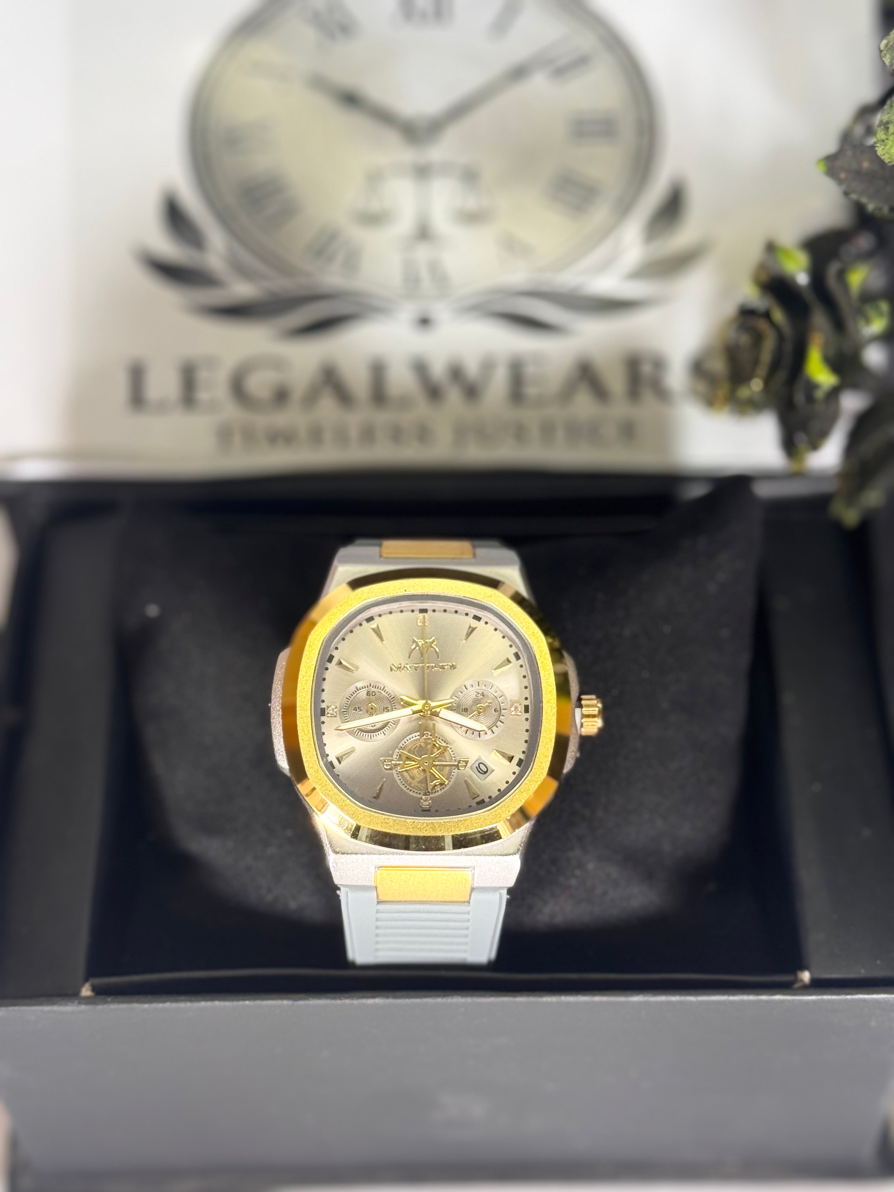 Patek Master Watch with Dual-Tone Gold and Silver Case | Gray Silicone Strap