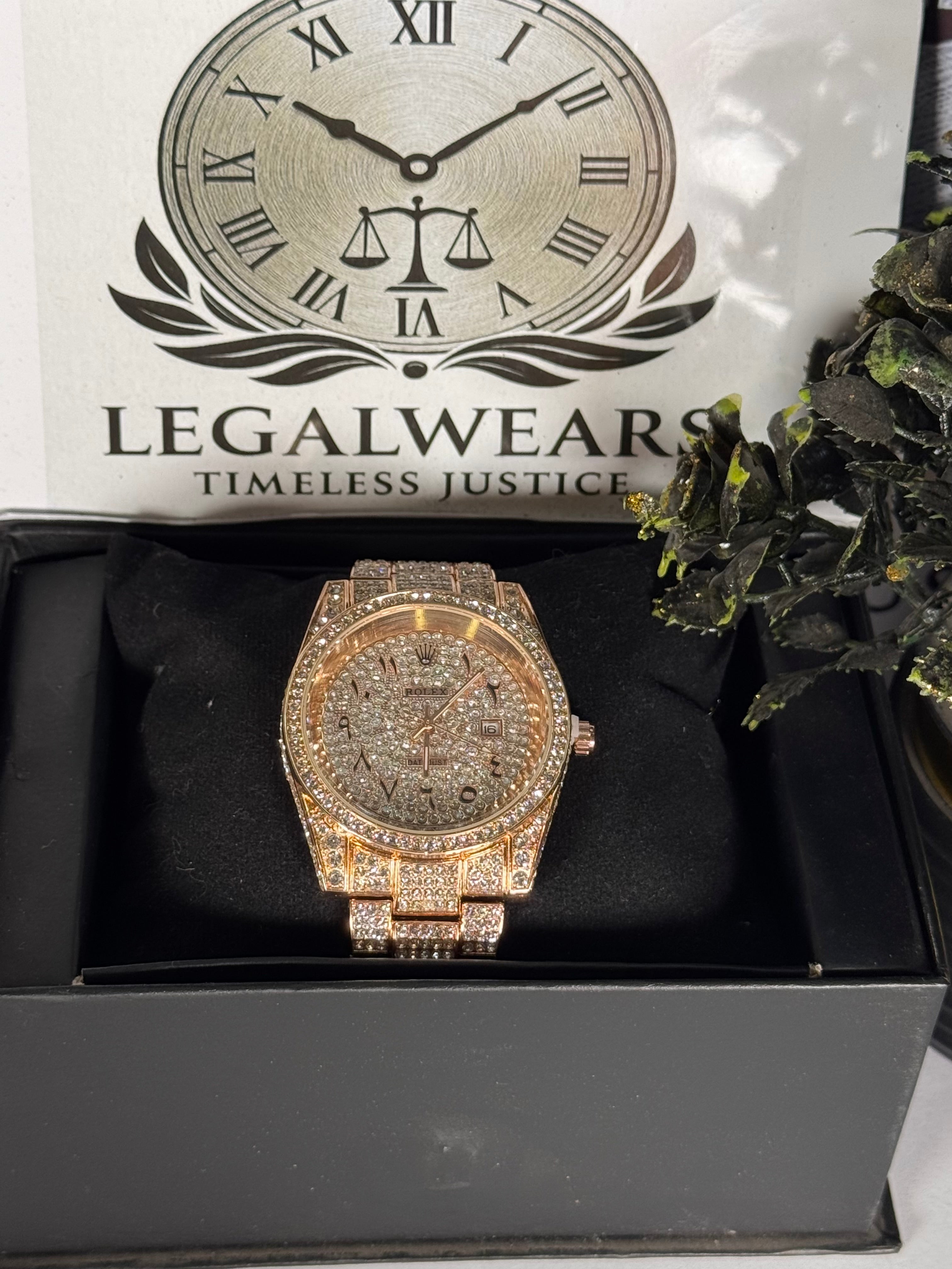 Rolly Master Gold Crystal Quartz Watch with Stainless Steel Strap | LegalWears