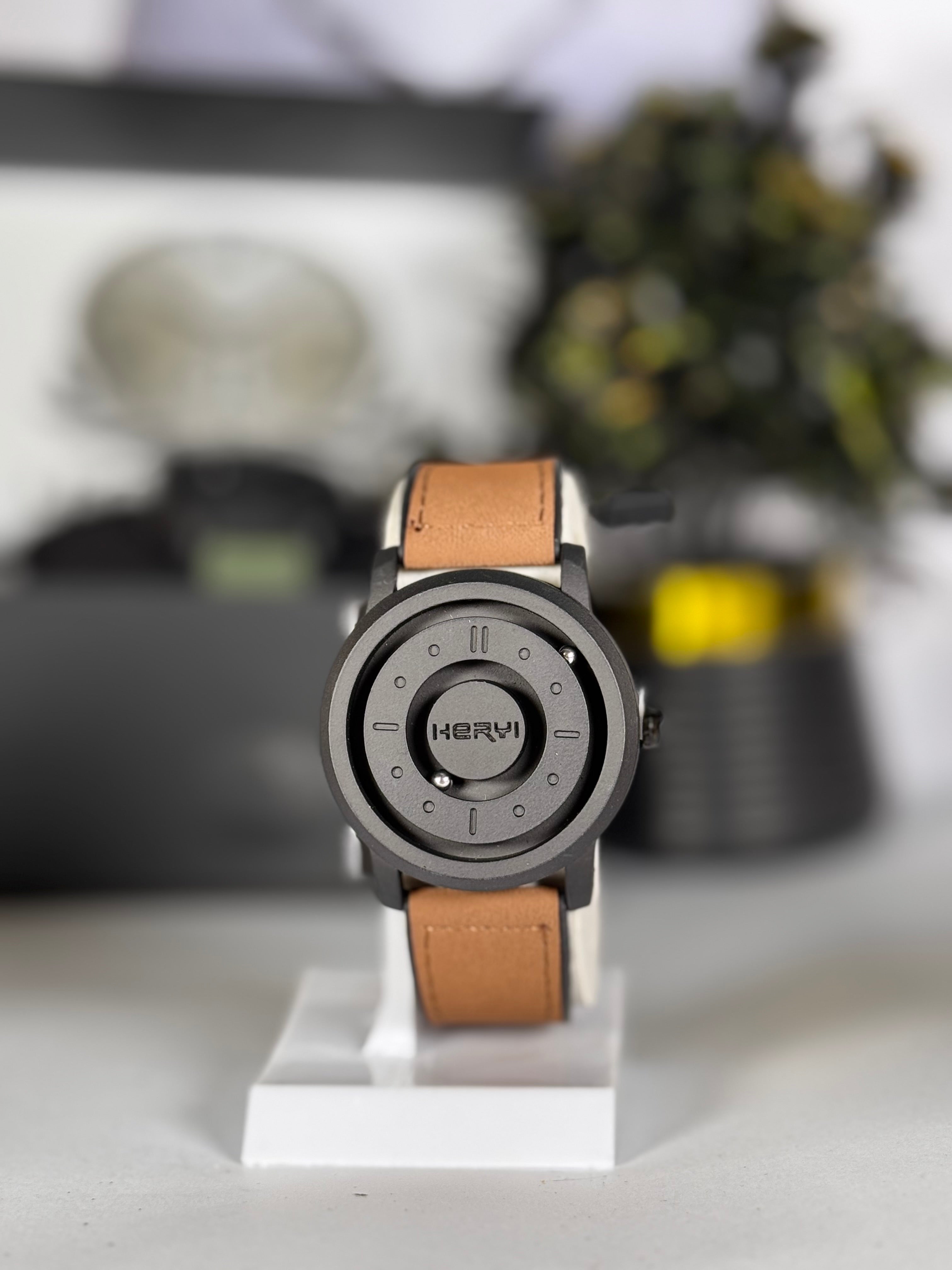 HERYI Brown Silicon Leather Strap Men’s Watch with Minimal Dial | Classic Daily Watch | Legalwears