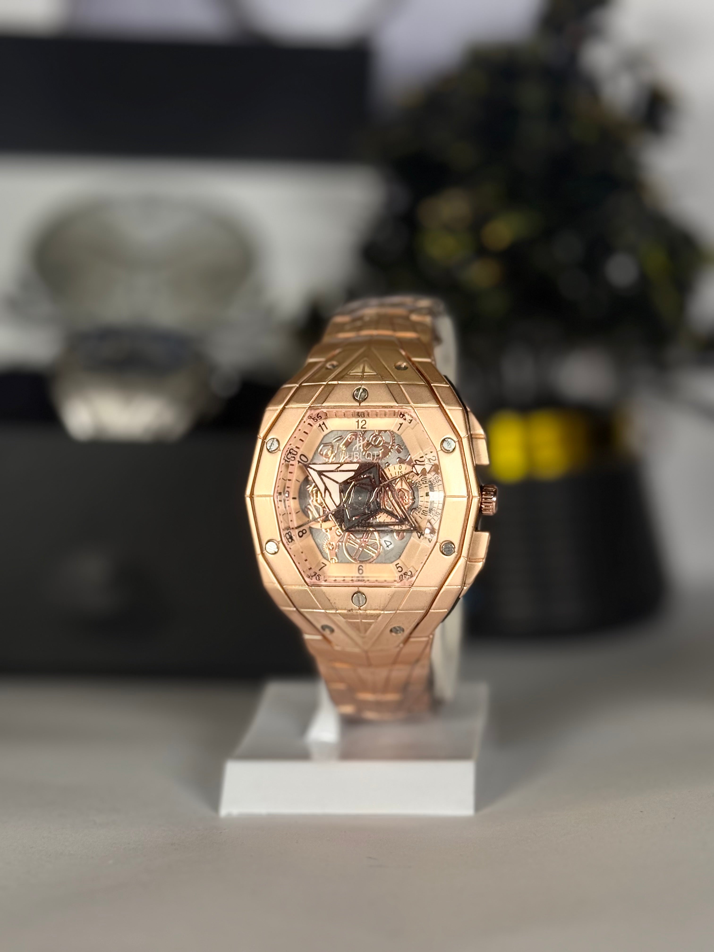 Hub Master Stainless Steel Strap Watch - Rose Gold - Luxury Watch for Men & Women