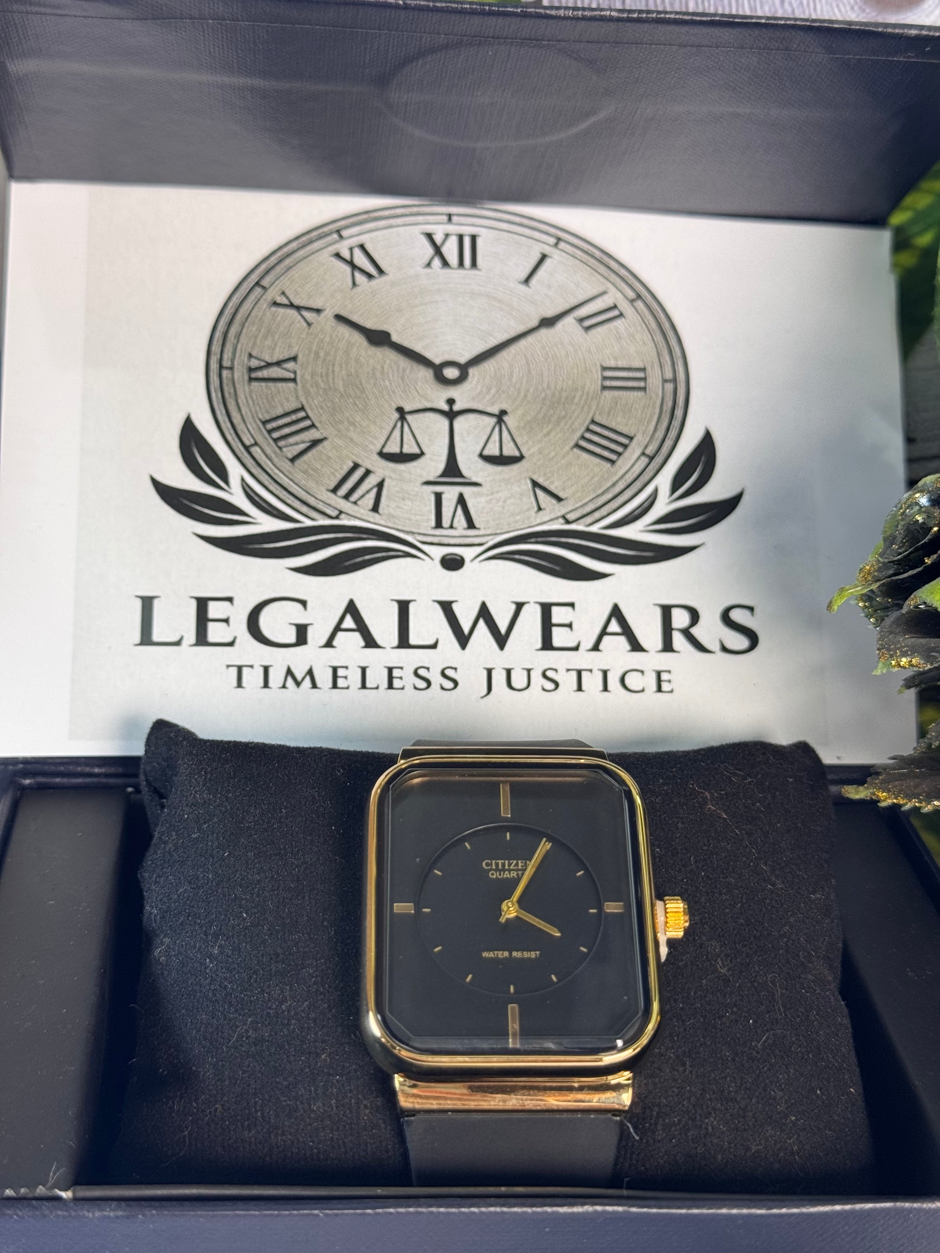 Citi Master Gold Watch for Men | Luxury Black Dial Wrist Watch with Silicon Strap | LegalWears