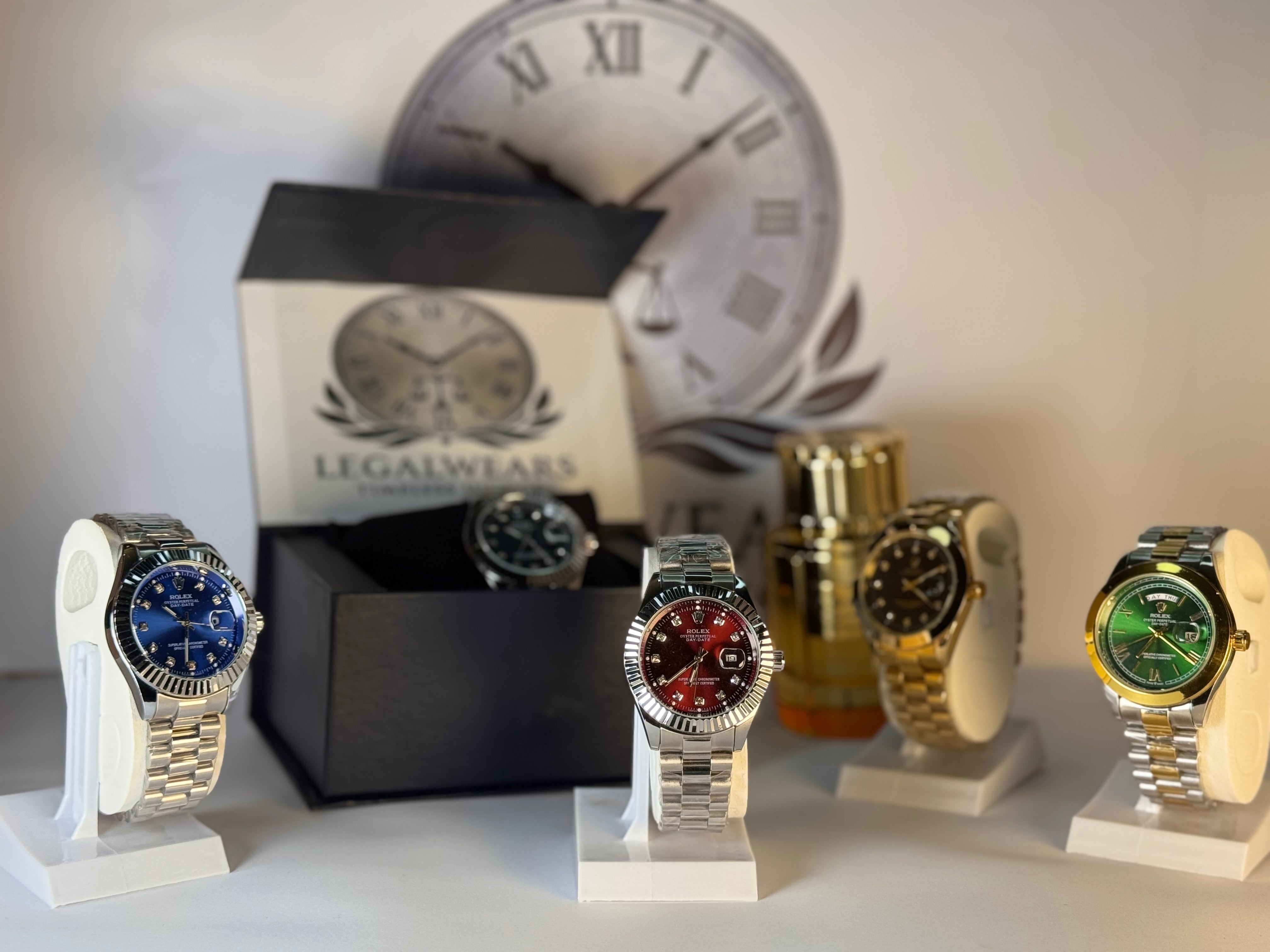 Rolly Master Men’s Red Dial Stainless Steel Strap Quartz Watch – Waterproof Timepiece | LegalWears