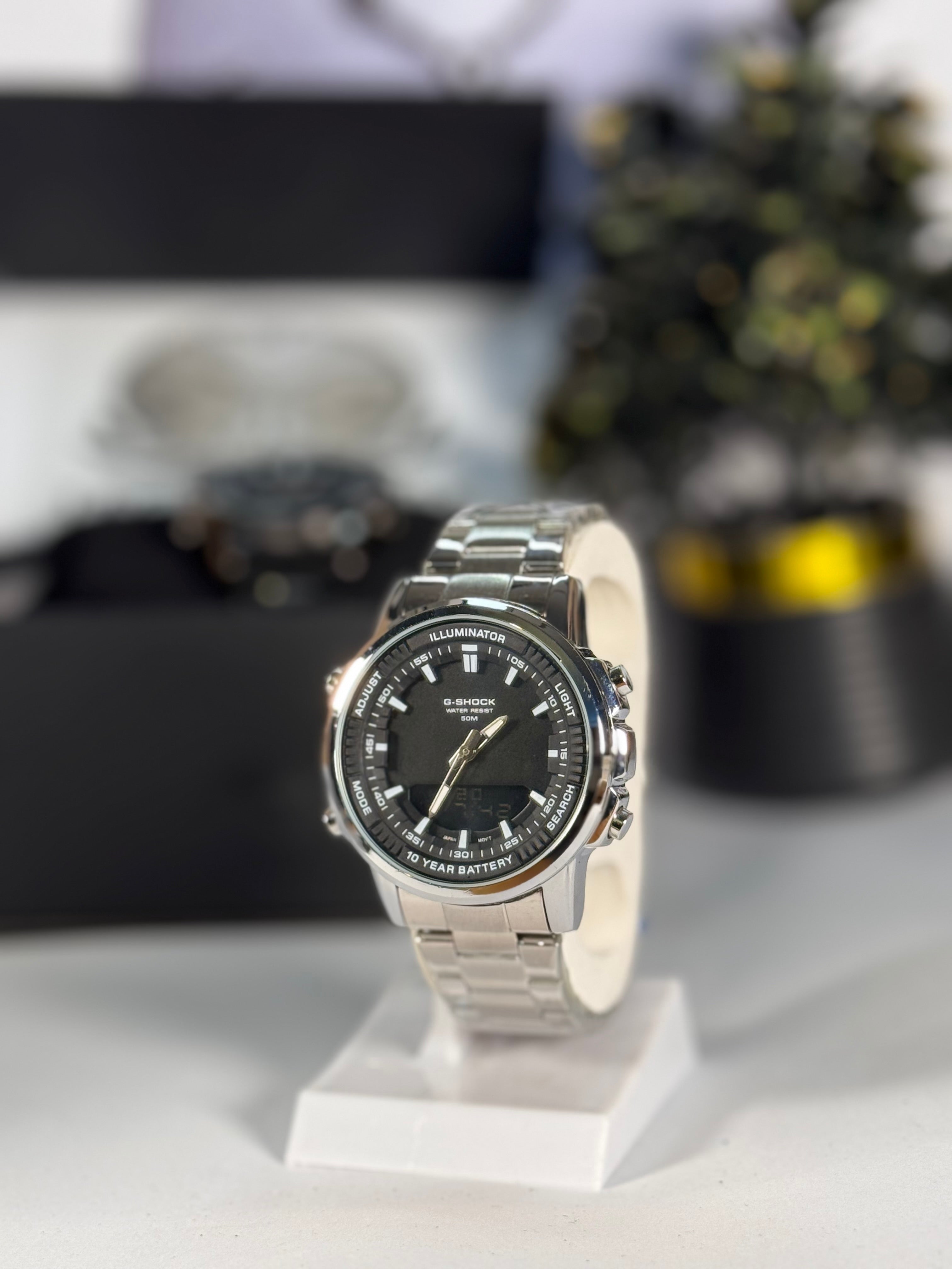 Shok Master Men’s Stainless Steel Silver Analog Digital Watch – Sporty Quartz | LegalWears