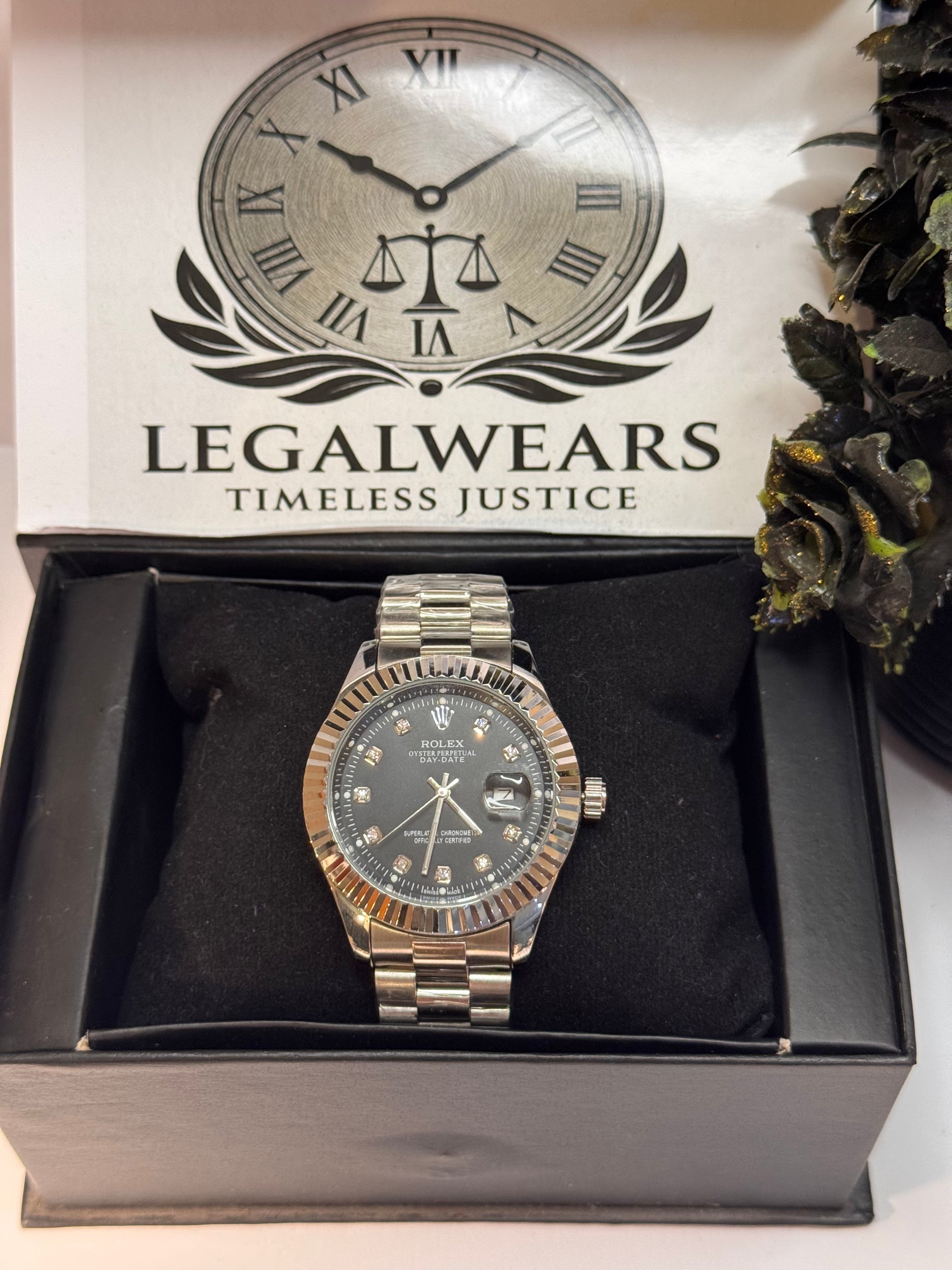 Rolly Master Men’s Black Dial Quartz Watch with Stainless Steel Strap – Waterproof | LegalWears