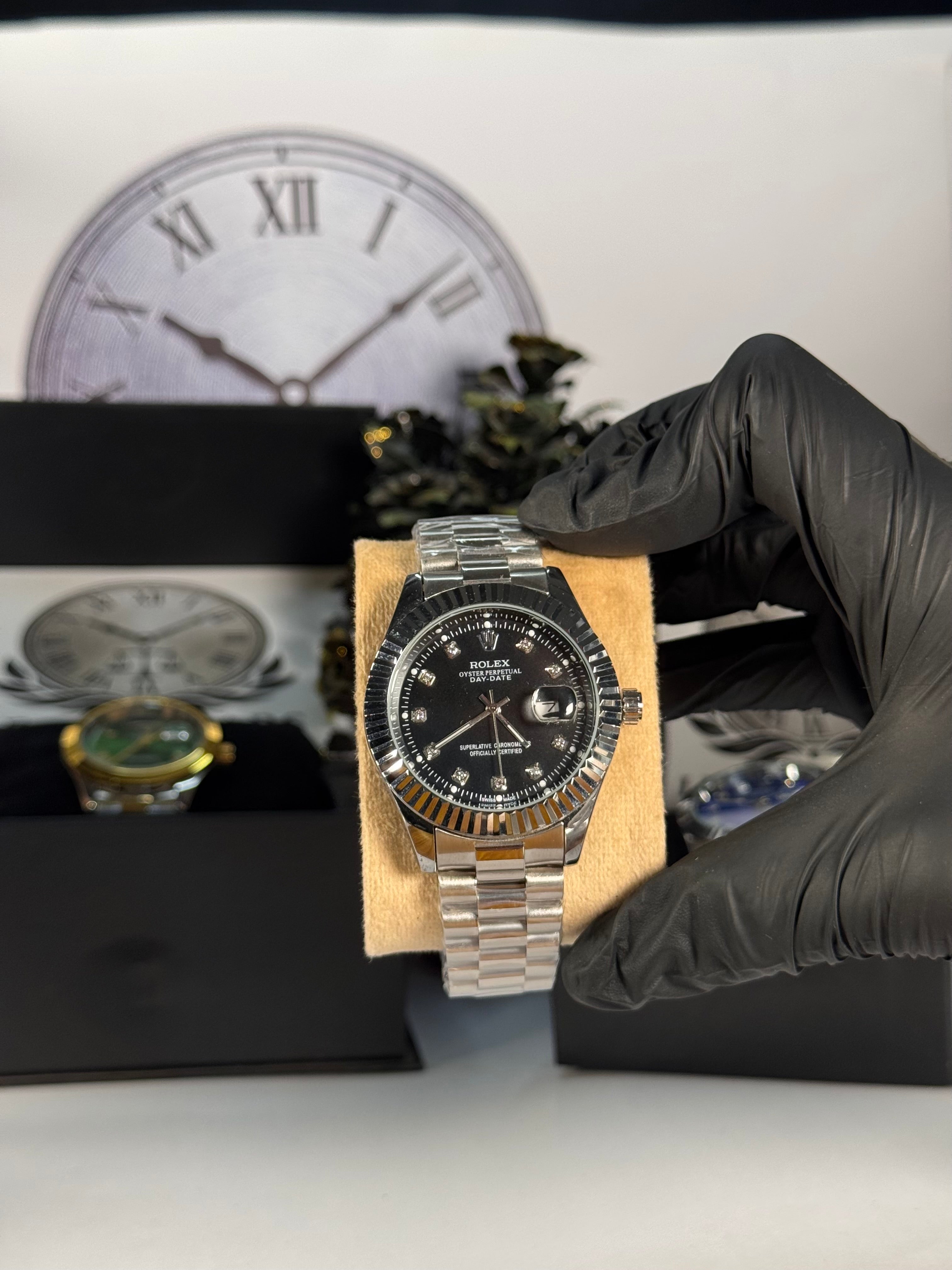 Rolly Master Men’s Black Dial Quartz Watch with Stainless Steel Strap – Waterproof | LegalWears