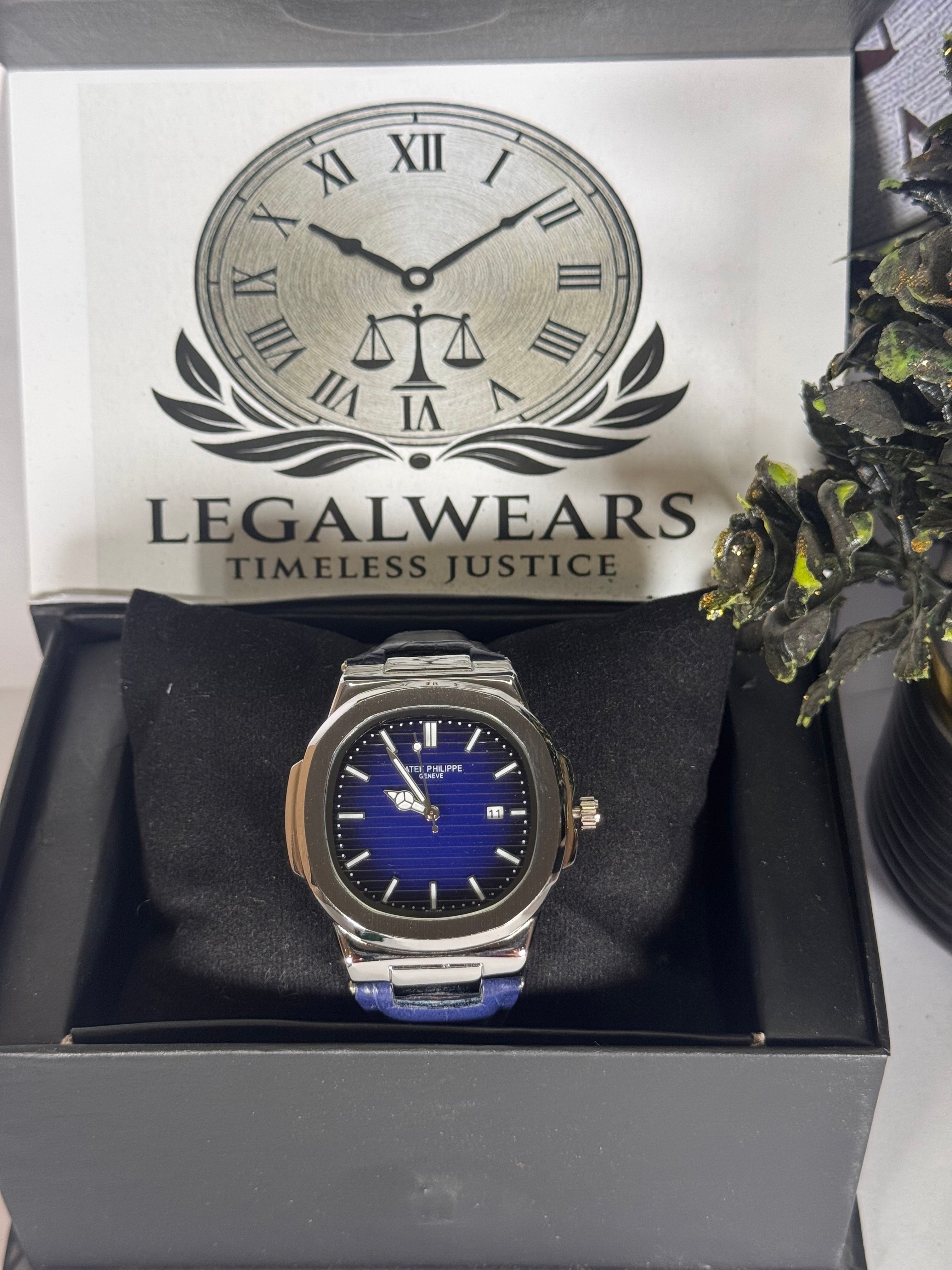 Patek Master Black Dial Men’s Watch with Leather Strap | Quartz Date Wrist Watch | Legalwears