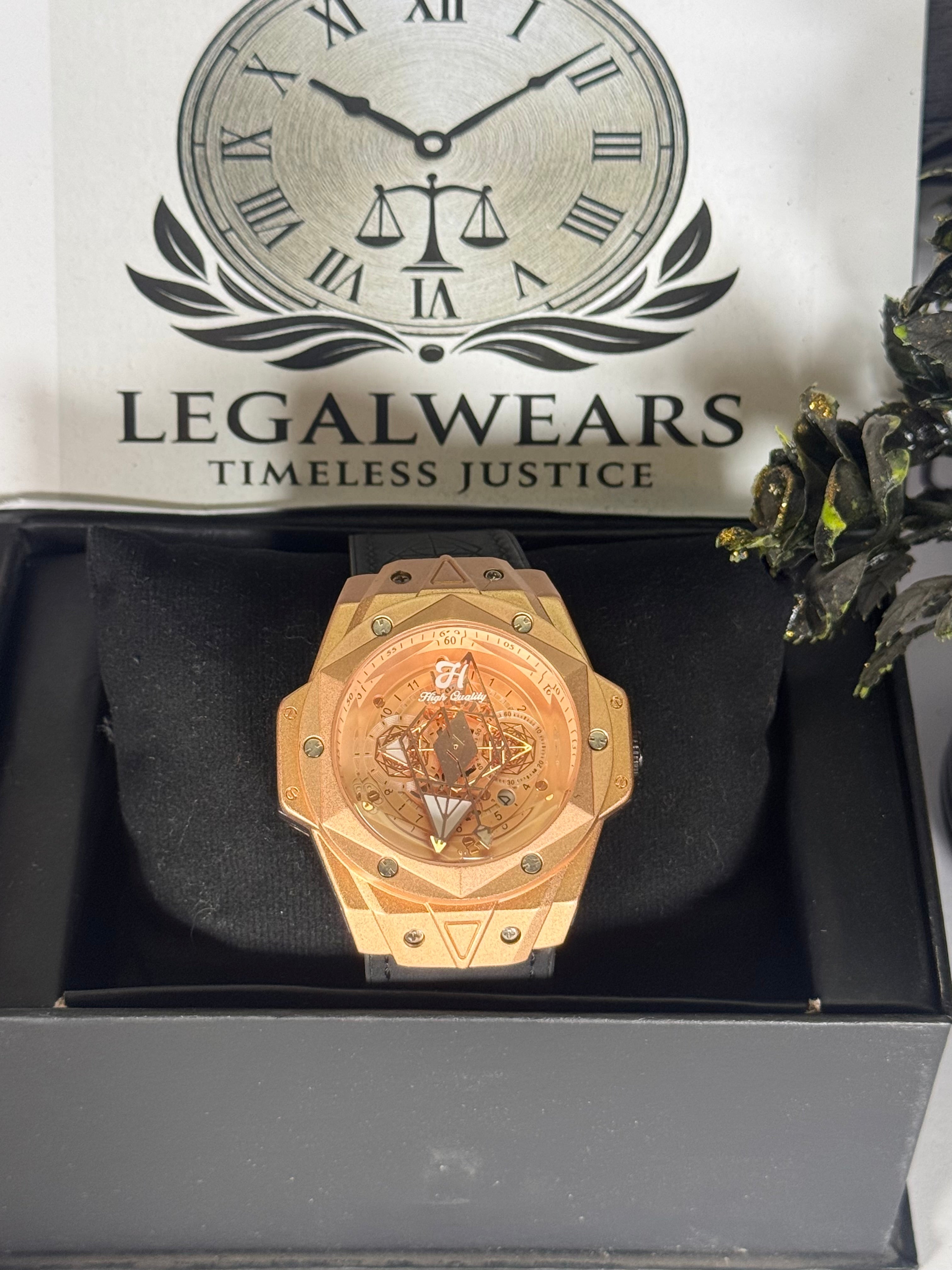 Luxury Hublot With Master Lock Watch - High-Quality Leather Black Strap