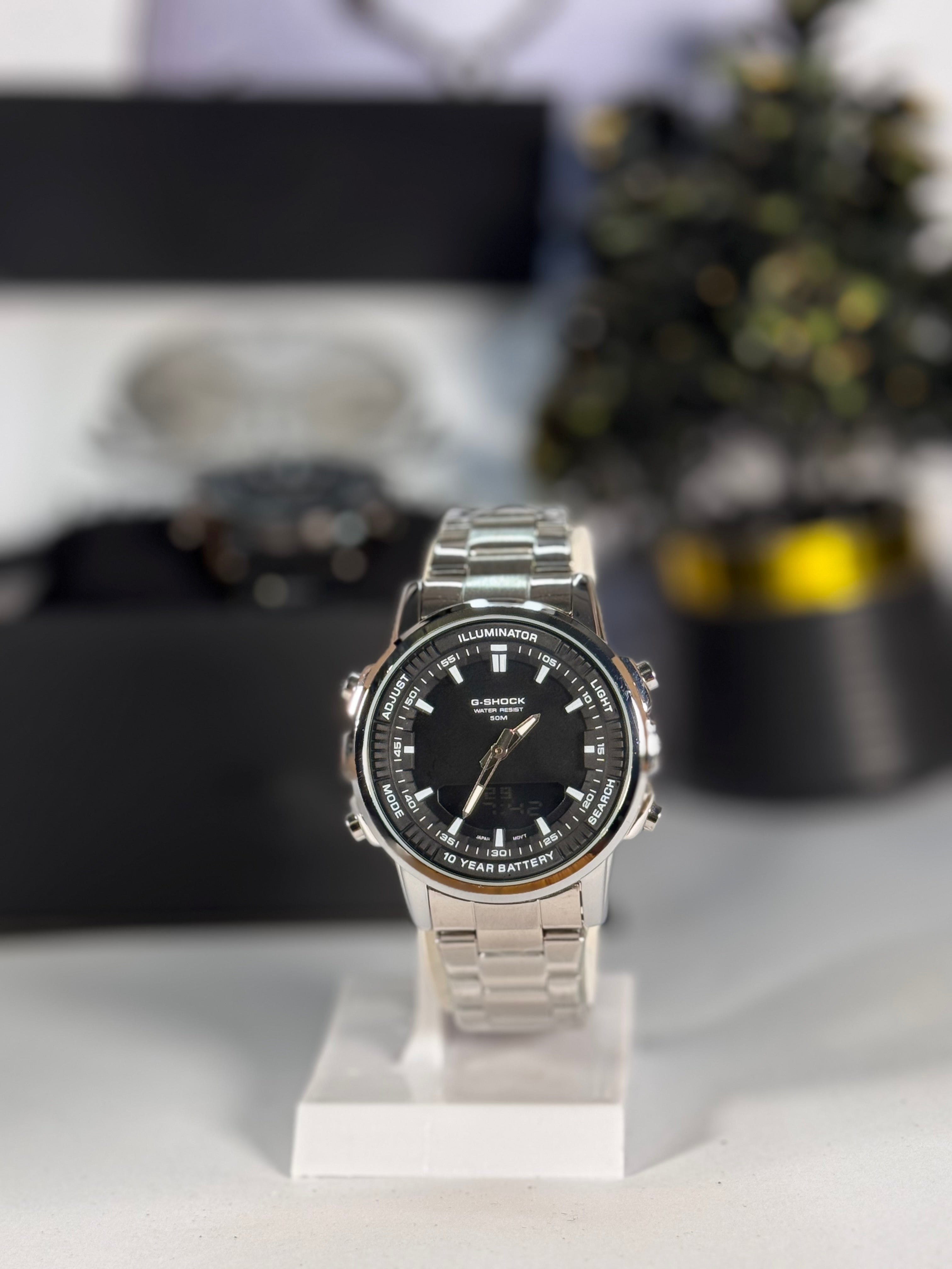 Shok Master Men’s Stainless Steel Silver Analog Digital Watch – Sporty Quartz | LegalWears