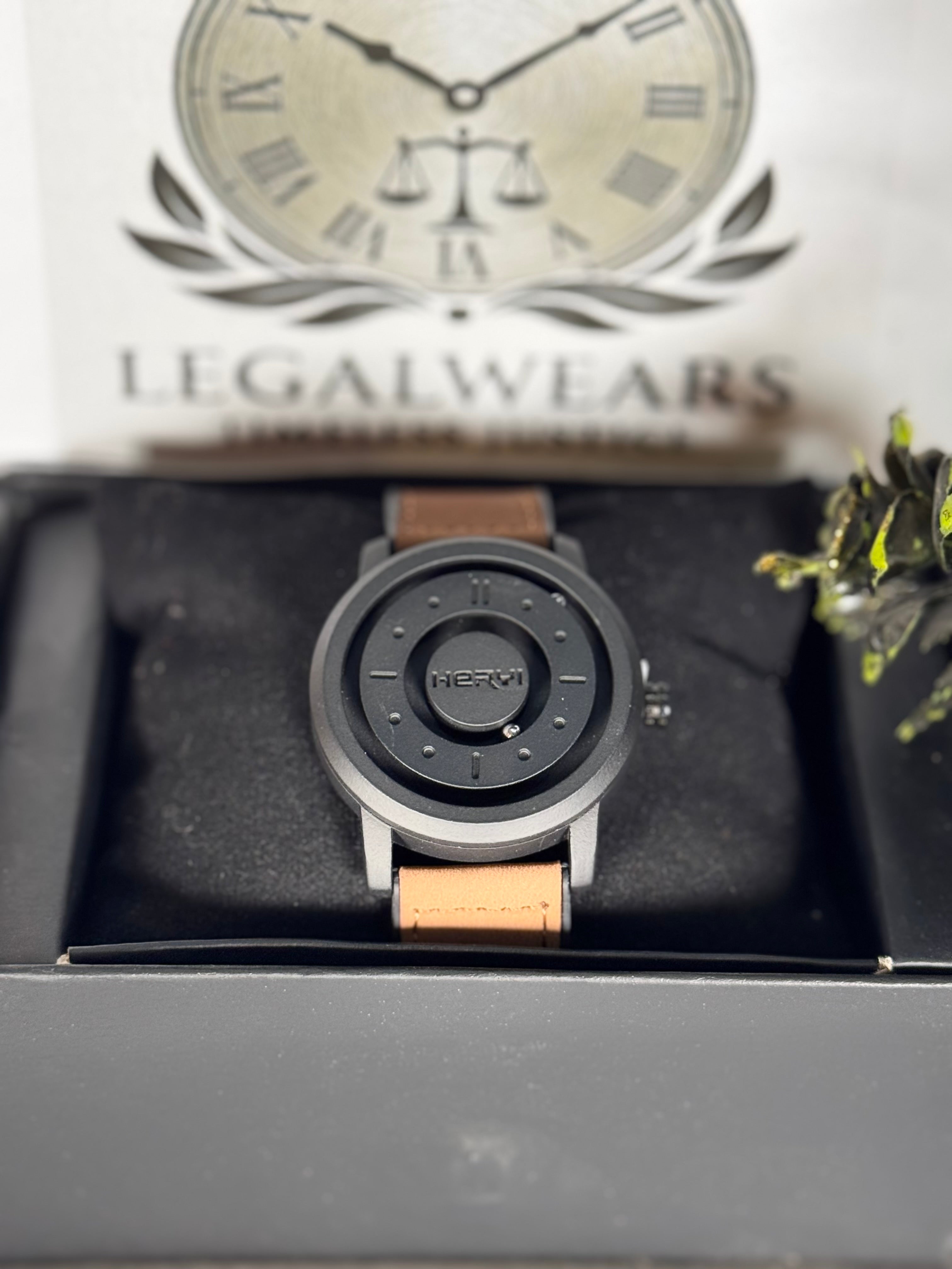 HERYI Brown Silicon Leather Strap Men’s Watch with Minimal Dial | Classic Daily Watch | Legalwears