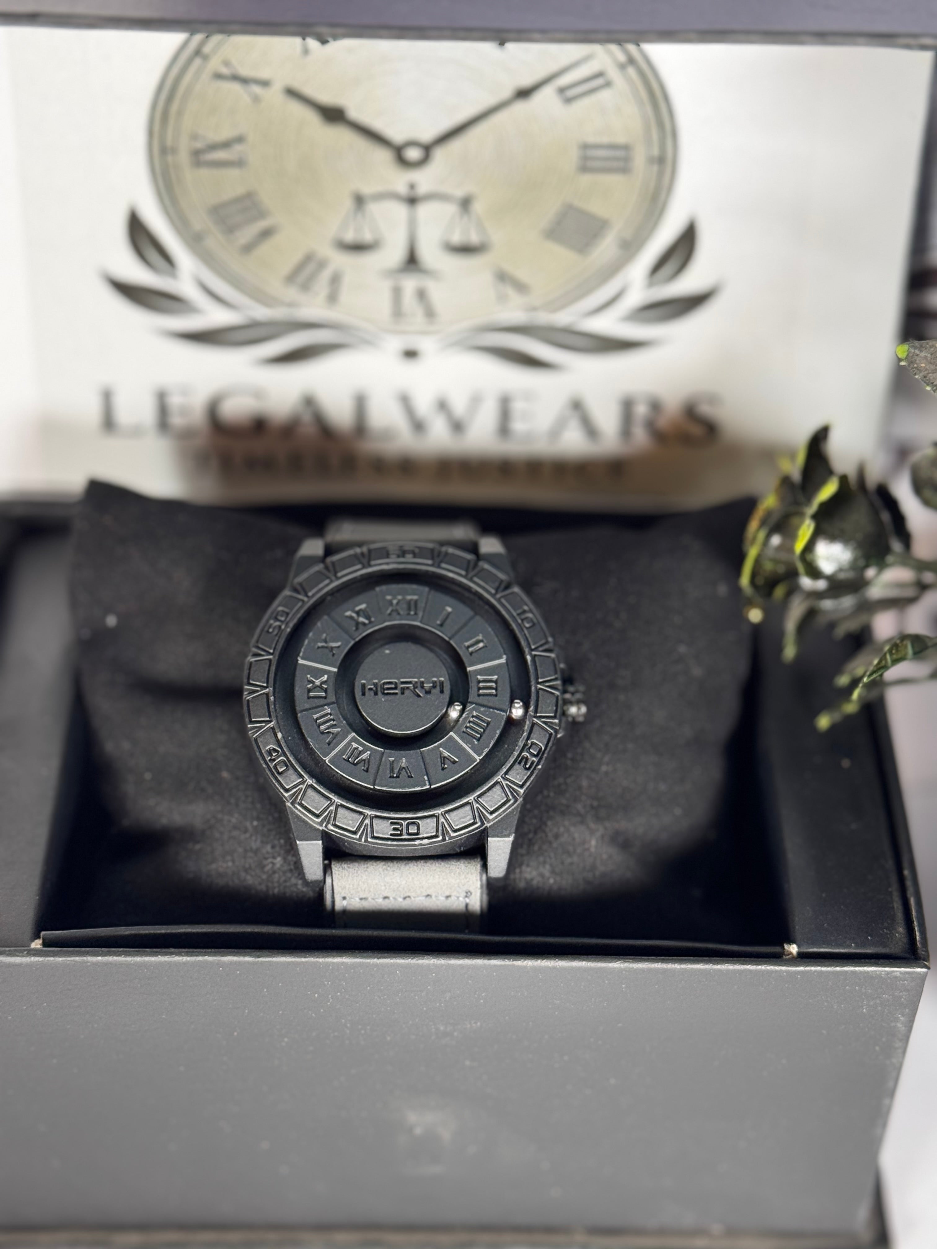 HERYI Grey Silicon Leather Strap Men’s Watch with Unique Circular Dial | Everyday Watch | Legalwears